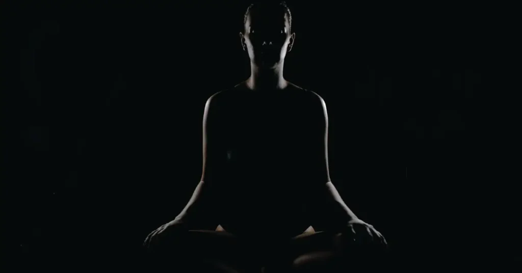 A woman who is meditating