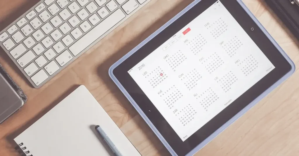 iPad with an open calendar