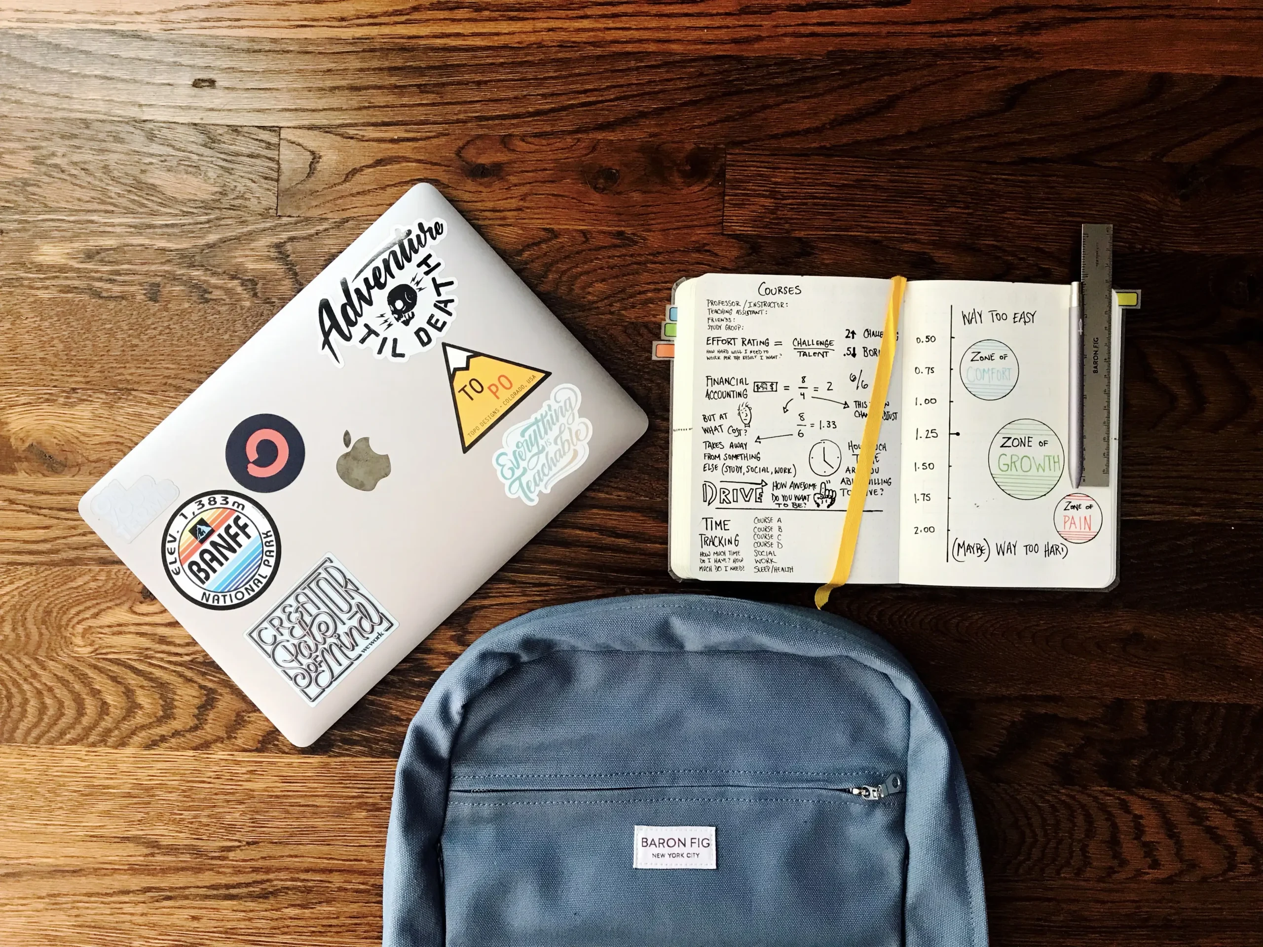 Studying Aesthetic Laptop, Notebook and Backpack